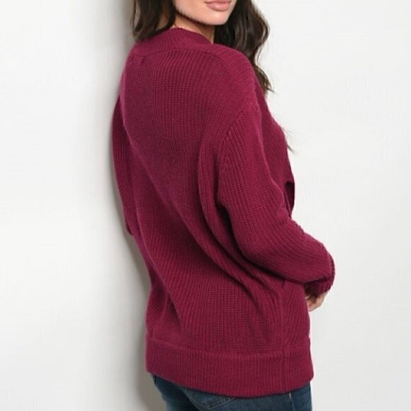 Plum Sweater with Weaver Detail - Picture 2 of 3